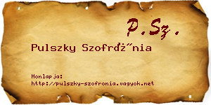 Pulszky Szofrónia névjegykártya